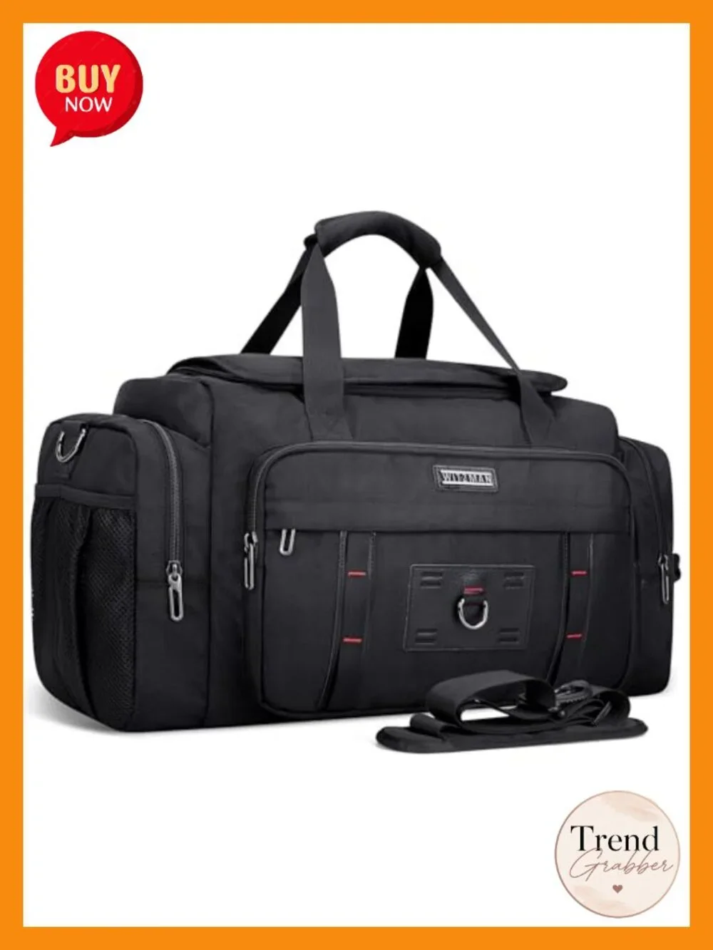 Large 49L Convertible Nylon Travel Duffle Bag with Shoe Compartment and Laptop